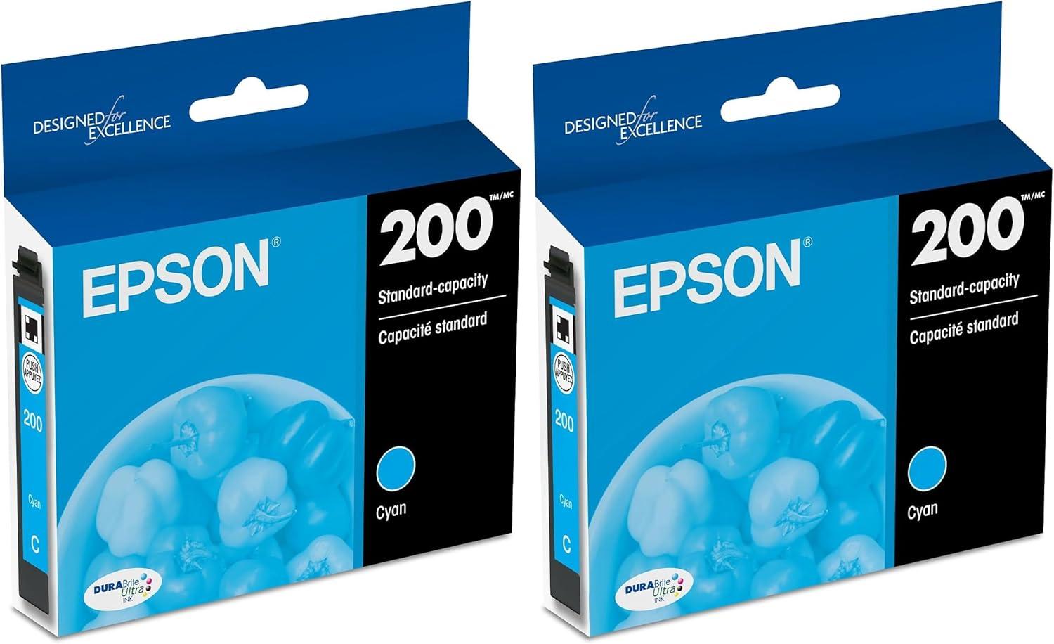 imageEPSON 200 DURABrite Ultra Ink Standard Capacity Cyan Cartridge T200220S Works with WorkForce WF2520 WF2530 WF2540 Expression XP200 XP300 XP310 XP400 XP410Cyan