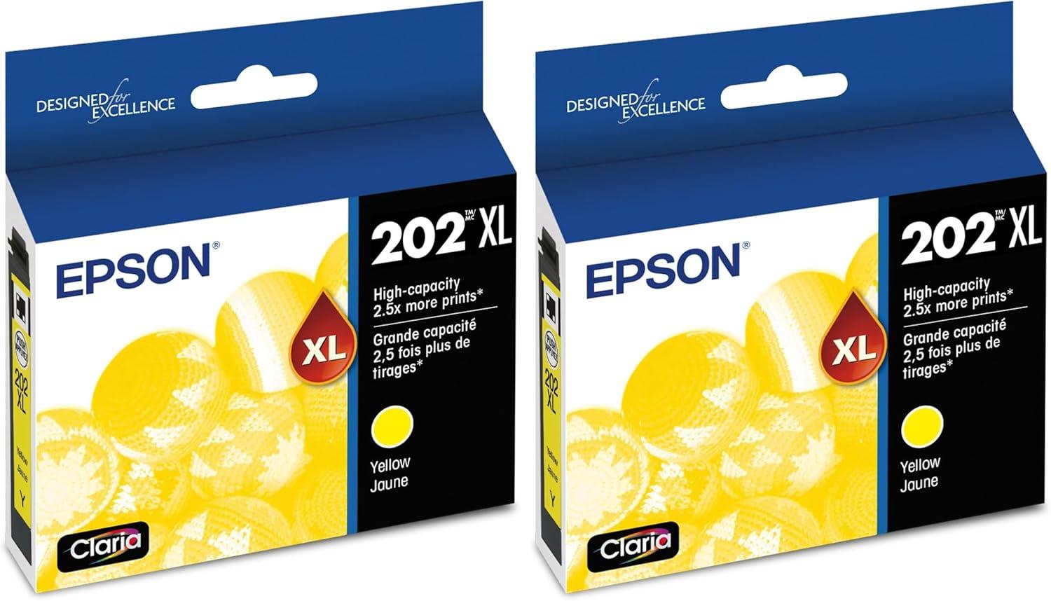 imageEPSON 202 Claria Ink High Capacity Yellow Cartridge T202XL420S Works with WorkForce WF2860 Expression XP5100Yellow