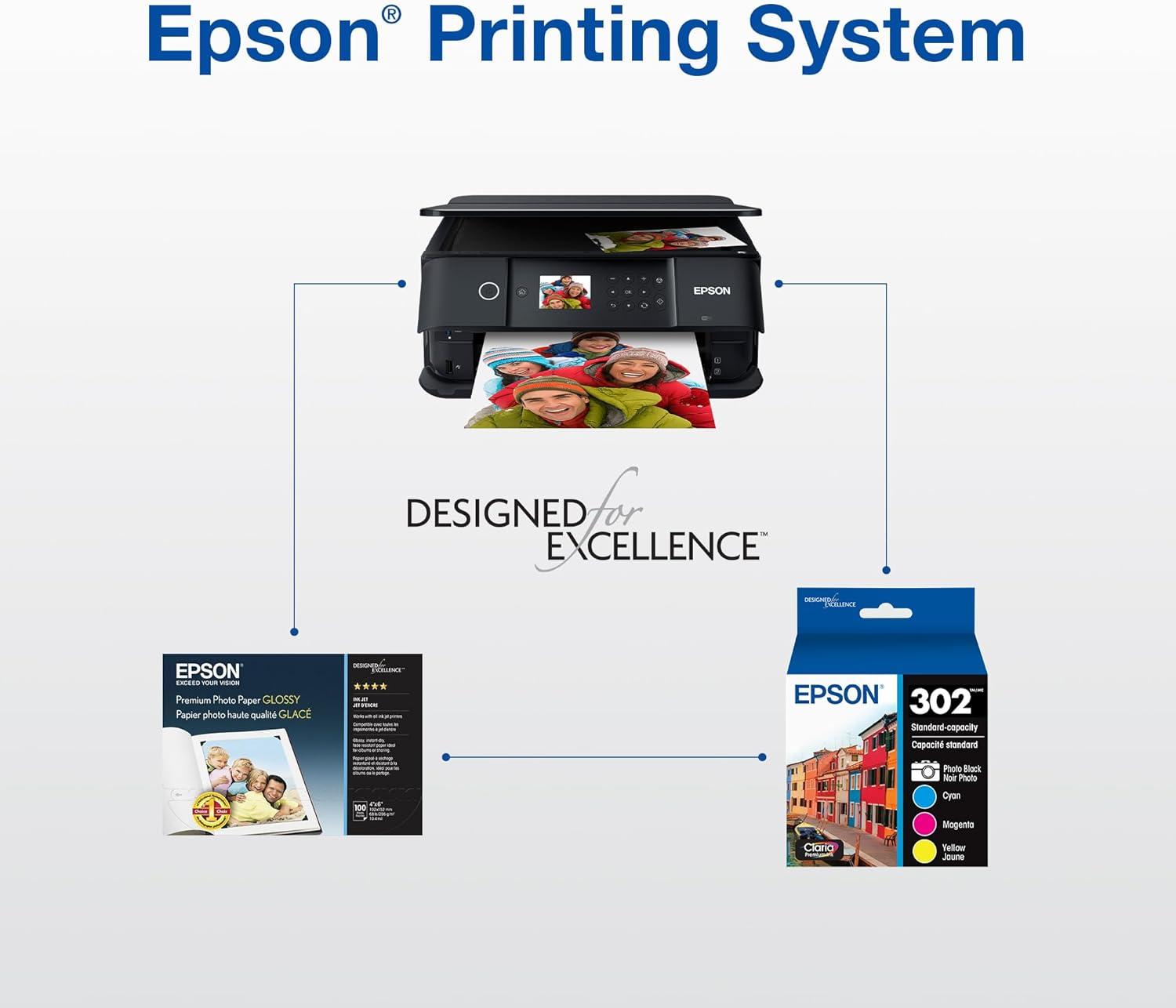 imageEPSON 302 Claria Premium Ink High Capacity Black ampamp Standard Color Cartridge Combo Pack T302XLBCS Works with Expression Premium XP6000 XP6100