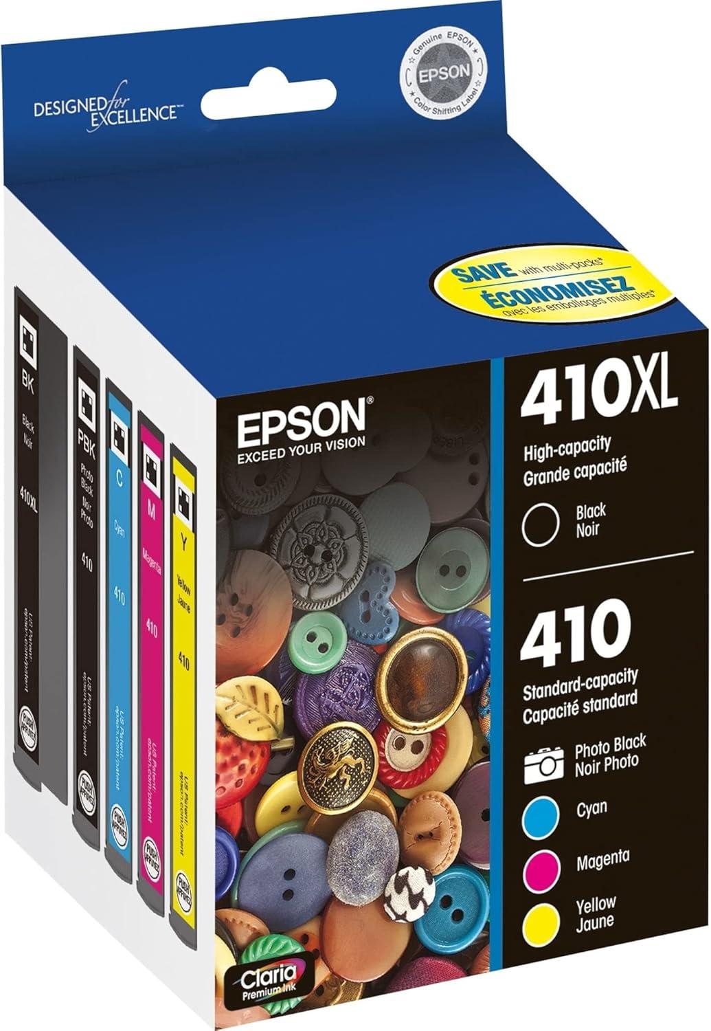 imageEPSON 410 Claria Premium Ink High Capacity Black ampamp Standard Color Cartridge Combo Pack T410XLBCS Works with Expression Premium XP530 XP630 XP640 XP7100 XP8304 Color Ink