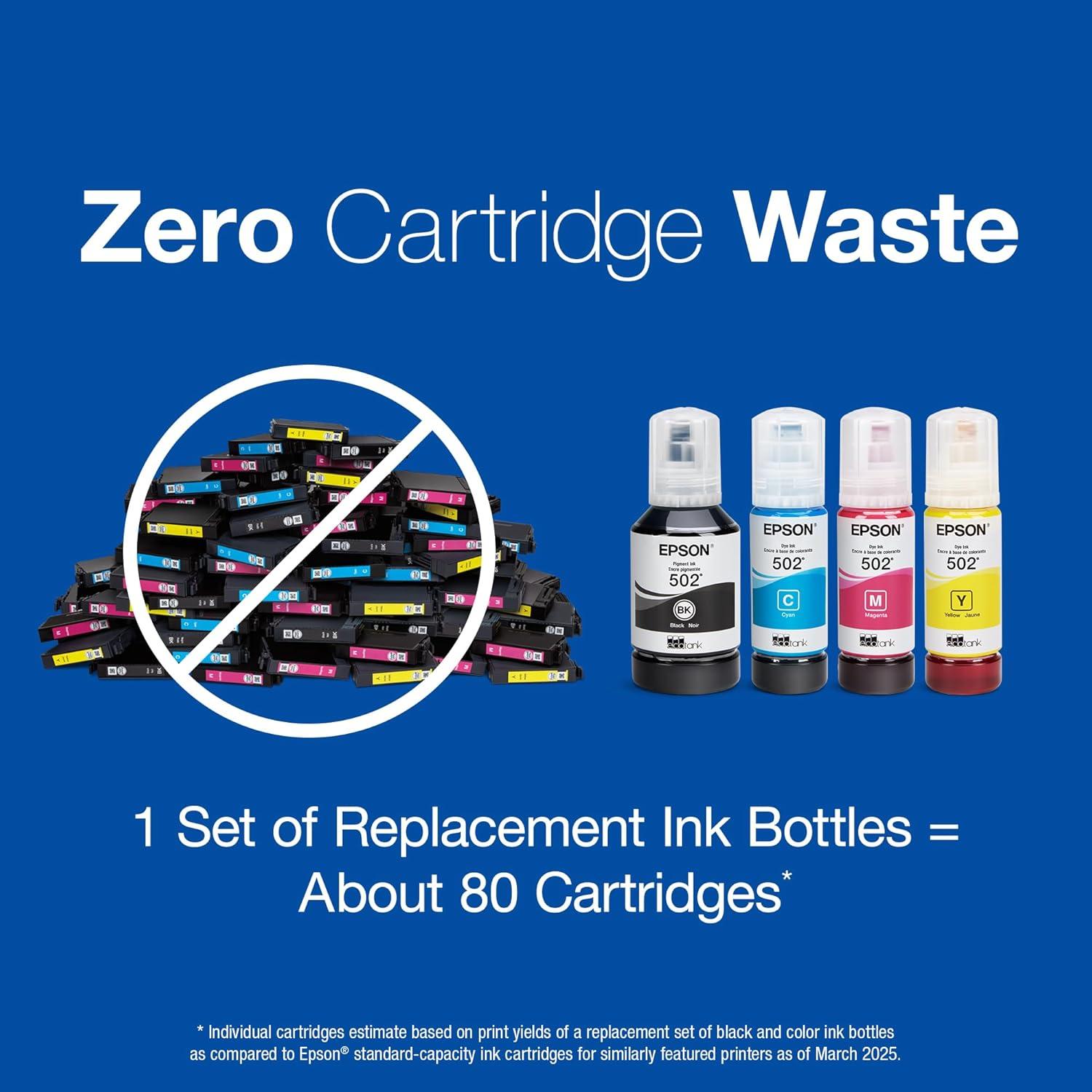 imageEPSON 502 EcoTank Ink Ultrahigh Capacity Bottle Black Works with ET2750 ET2760 ET2850 ET3750 ET3760 ET3850 ET4850 and other select EcoTank models