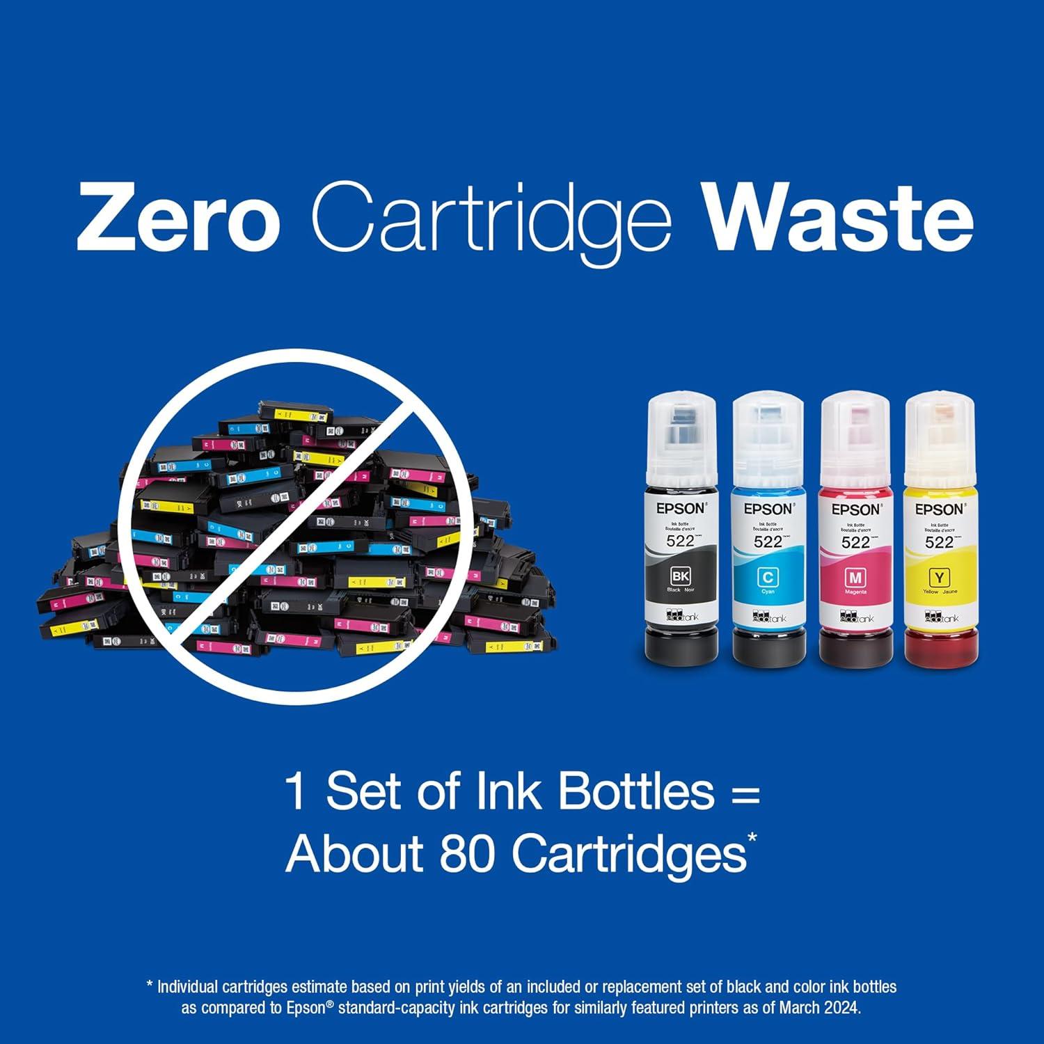 imageEPSON 522 EcoTank Ink Ultrahigh Capacity Bottle Color Combo Pack T522520S Works with EcoTank ET2720 ET2800 ET2803 ET2840 ET4700 ET4800 ET4810Ink