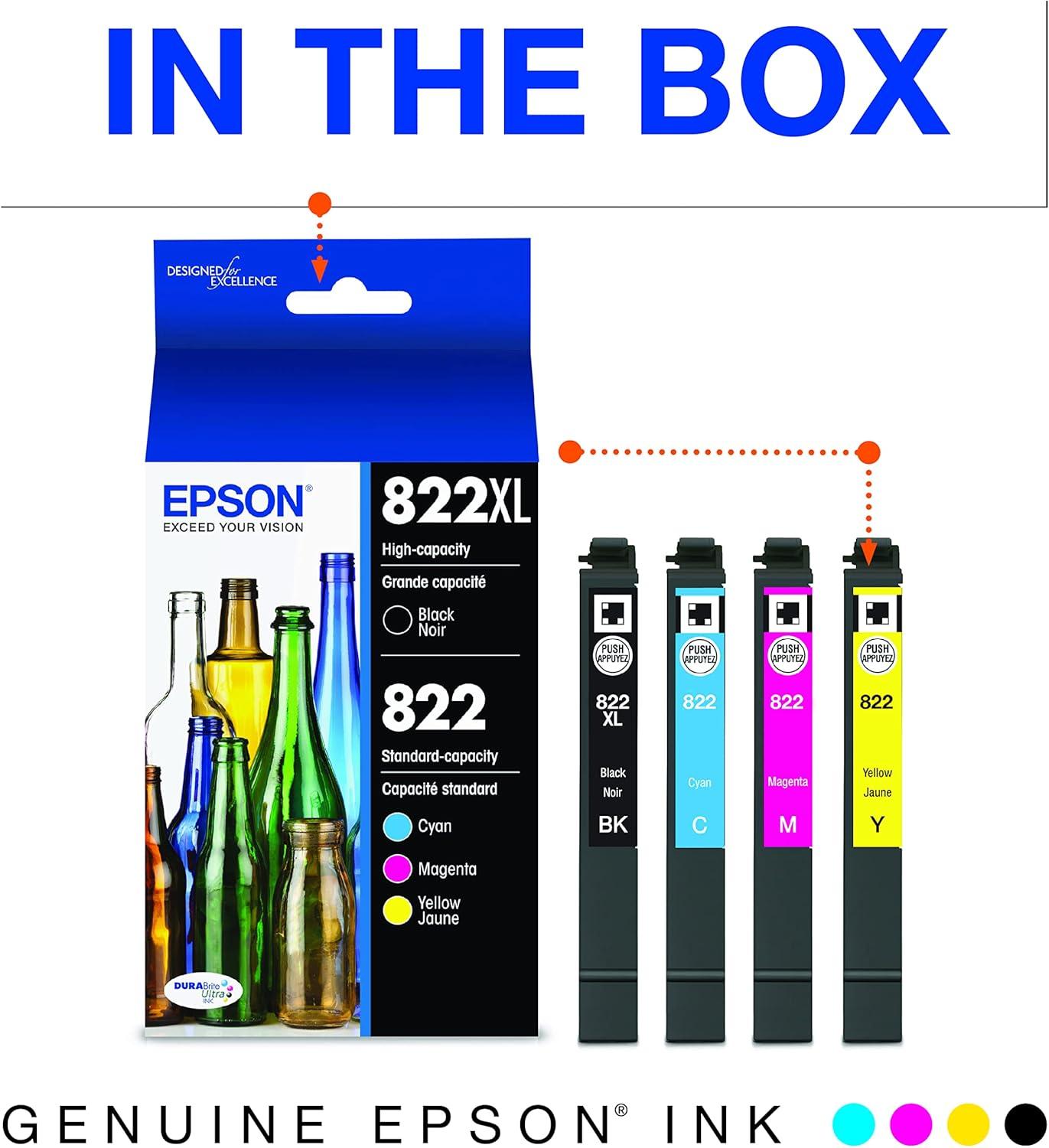 imageEPSON 702 DURABrite Ultra Ink High Capacity Black Cartridge T702XL120S Works with WorkForce Pro WF3720 WF3730 WF3733Black and color combo pack