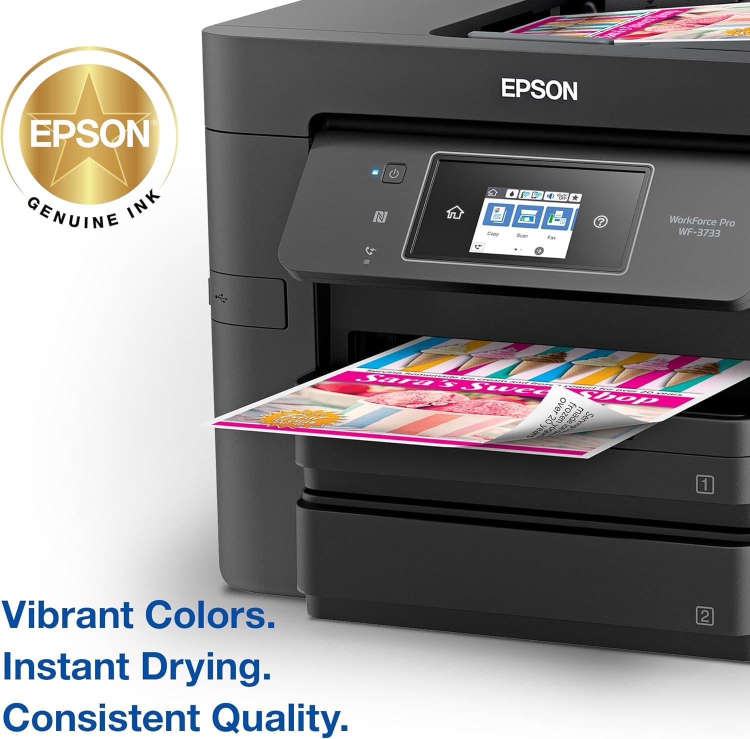 imageEPSON 702 DURABrite Ultra Ink High Capacity Black Cartridge T702XL120S Works with WorkForce Pro WF3720 WF3730 WF3733Black and color combo pack