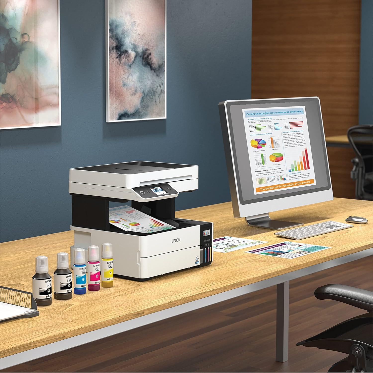 imageEpson EcoTank Pro ET5150 Wireless Color AllinOne Supertank Printer with Scanner Copier Plus Auto Document Feeder Large WhiteET5150 Renewed