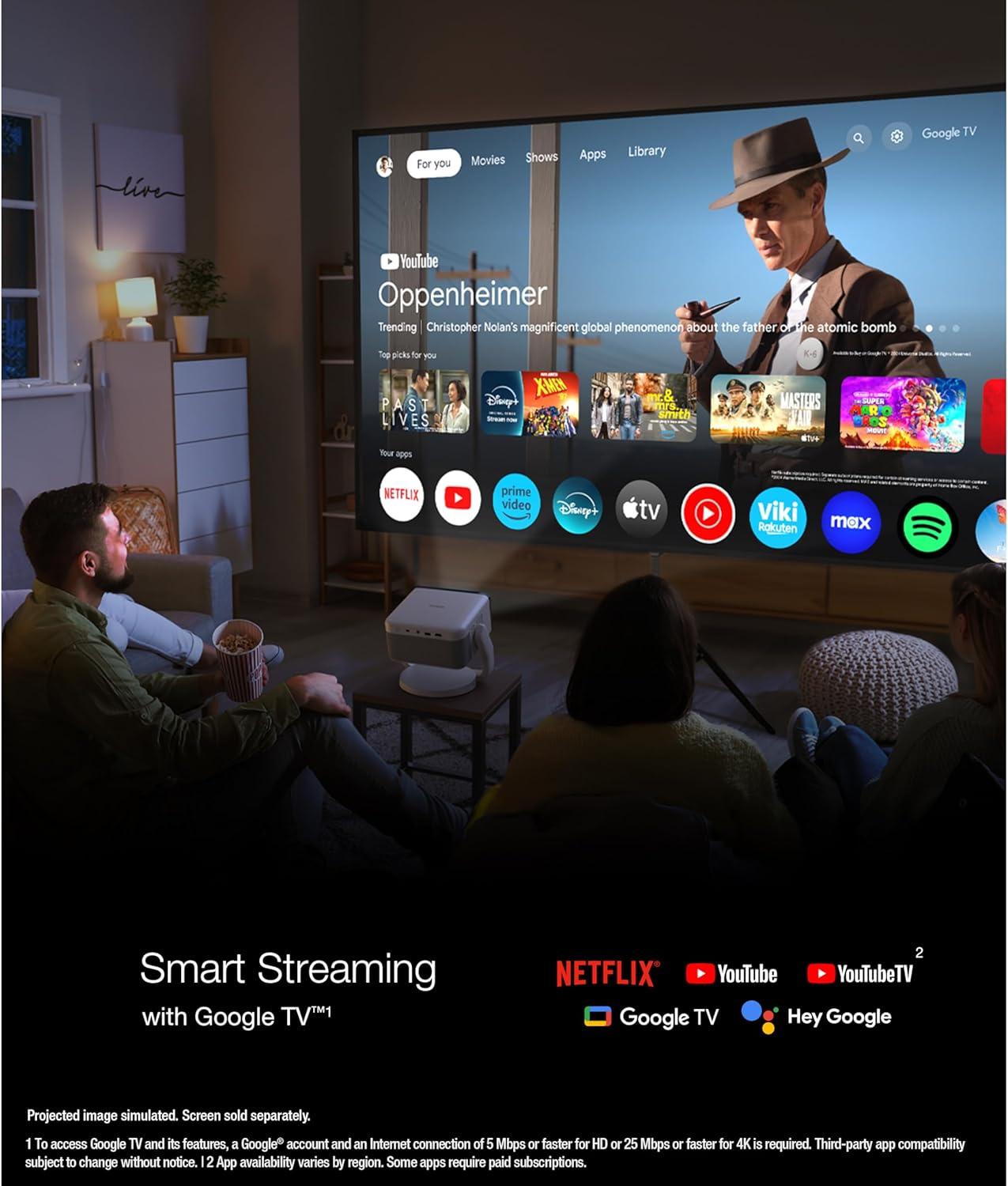 imageEpson EpiqVision Mini EF22 Portable Smart Laser Projector Bright 1000 Lumens FHD 1080p HDR 3Chip 3LCD Google TV Netflix Swivel Stand Stereo Speakers Outdoor BackyardHome Theater BlueQuartz Rose