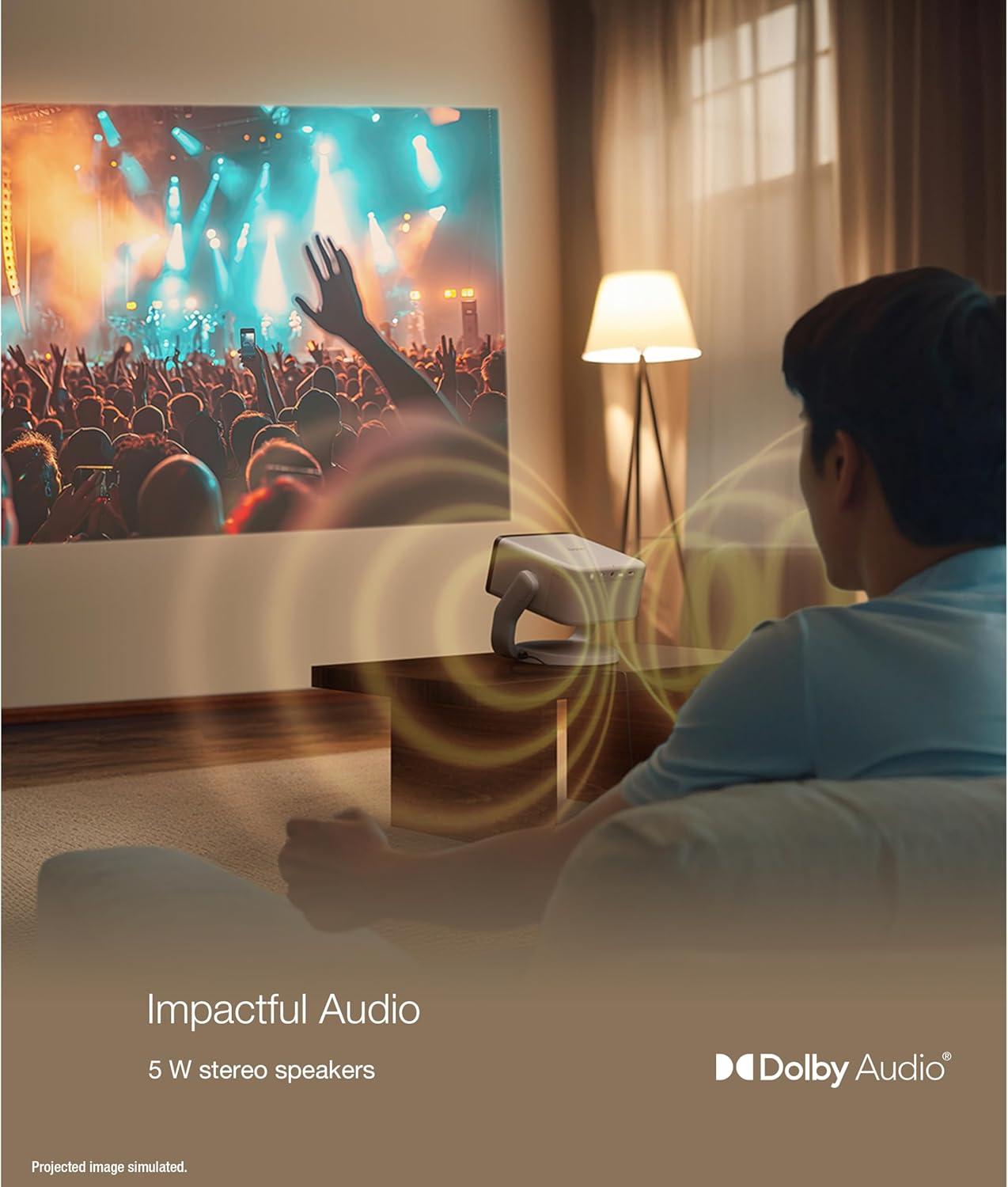 imageEpson EpiqVision Mini EF22 Portable Smart Laser Projector Bright 1000 Lumens FHD 1080p HDR 3Chip 3LCD Google TV Netflix Swivel Stand Stereo Speakers Outdoor BackyardHome Theater BlueQuartz Rose