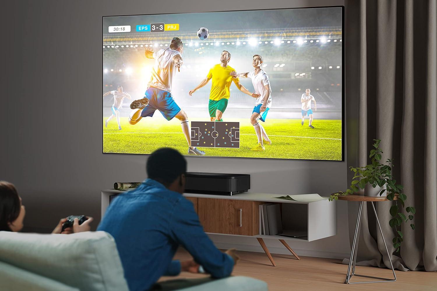 imageEpson EpiqVision Ultra LS800 Ultra Short Throw 3Chip 3LCD Smart Streaming Laser Projector 4000 Lumens 4K PROUHD HDR 150quot Android TV 21ch Yamaha Builtin Speakers WhiteBlack