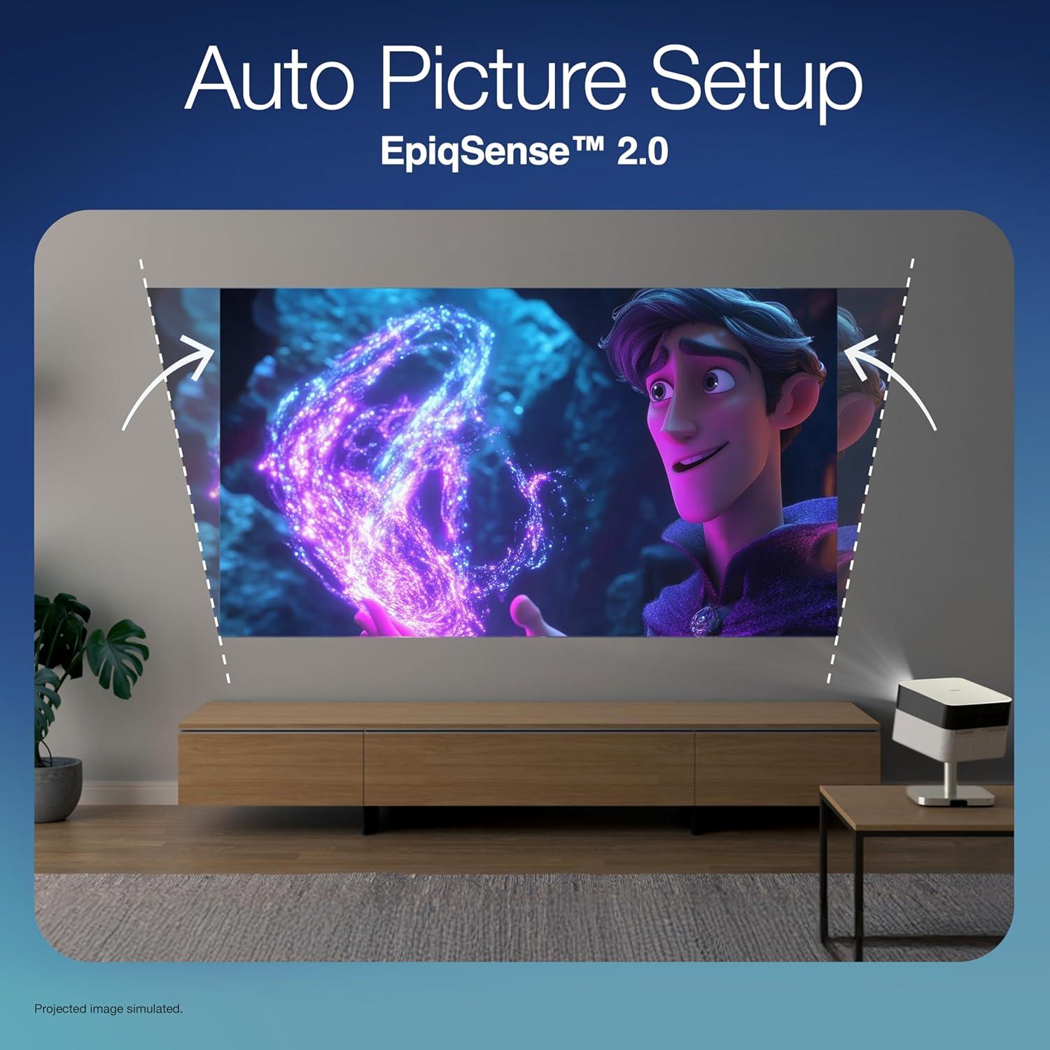 imageEpson Lifestudio Flex Full HD Portable Lifestyle Projector 700 Lumens of Color and White Brightness Sound by Bose Epson Projection Studio App Stand Google TV 3Chip 3LCD Triple Core Engine