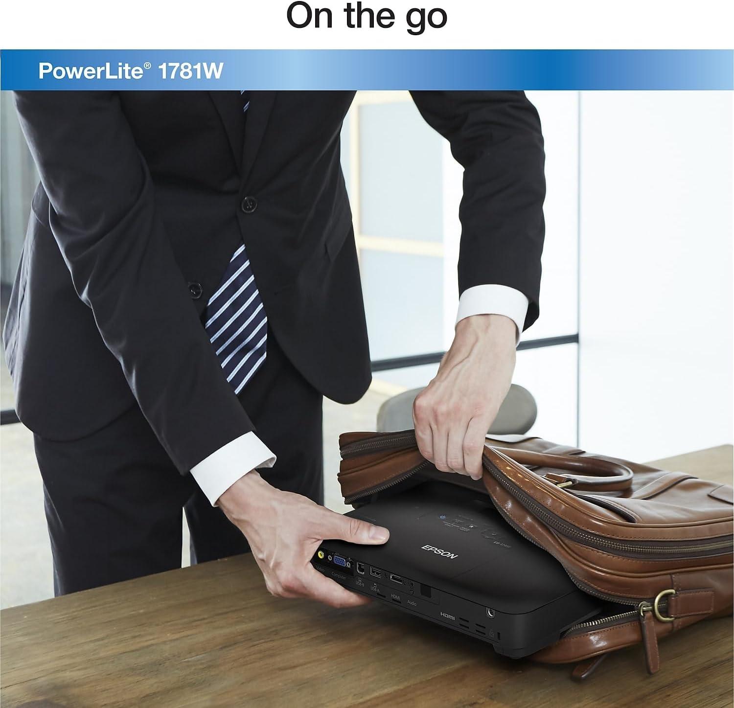 imageEpson PowerLite 1781W WXGA 3200 lumens color brightness color light output 3200 lumens white brightness wireless 3LCD Portable Projector BlackPowerLite 1781W