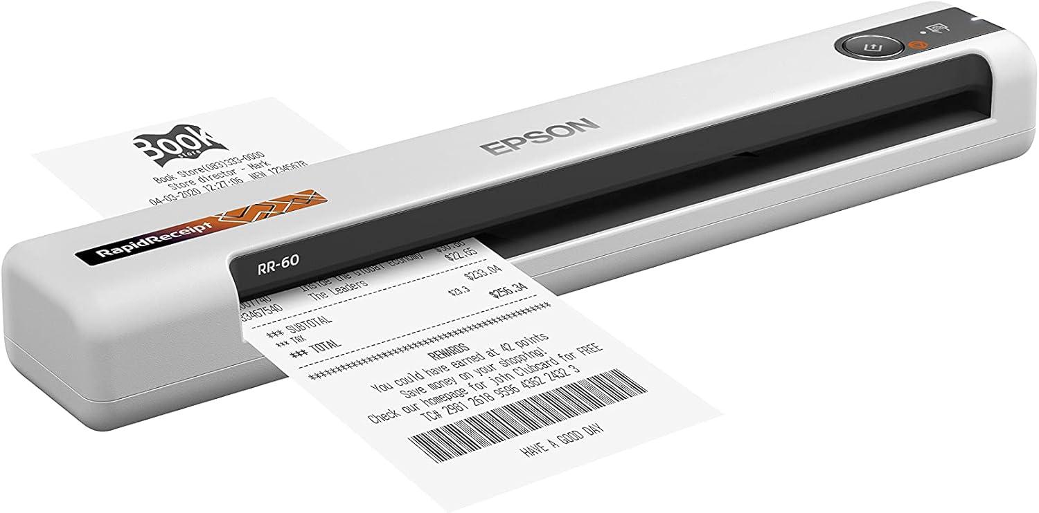 imageEpson RapidReceipt RR60 Mobile Color Receipt ampamp Document Scanner with ScanSmart AI PRO Receipt Management ampamp PDF Software for PC ampamp MacRR60 New