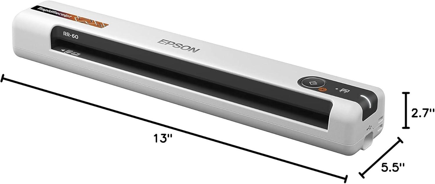 imageEpson RapidReceipt RR60 Mobile Color Receipt ampamp Document Scanner with ScanSmart AI PRO Receipt Management ampamp PDF Software for PC ampamp MacRR60 New