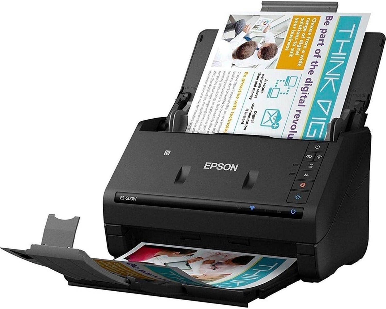 imageEpson Workforce ES500W II Wireless Color Duplex Desktop Document Scanner for PC and Mac with Auto Document Feeder ADF and Scan from Smartphone or Tablet RenewedES500W New