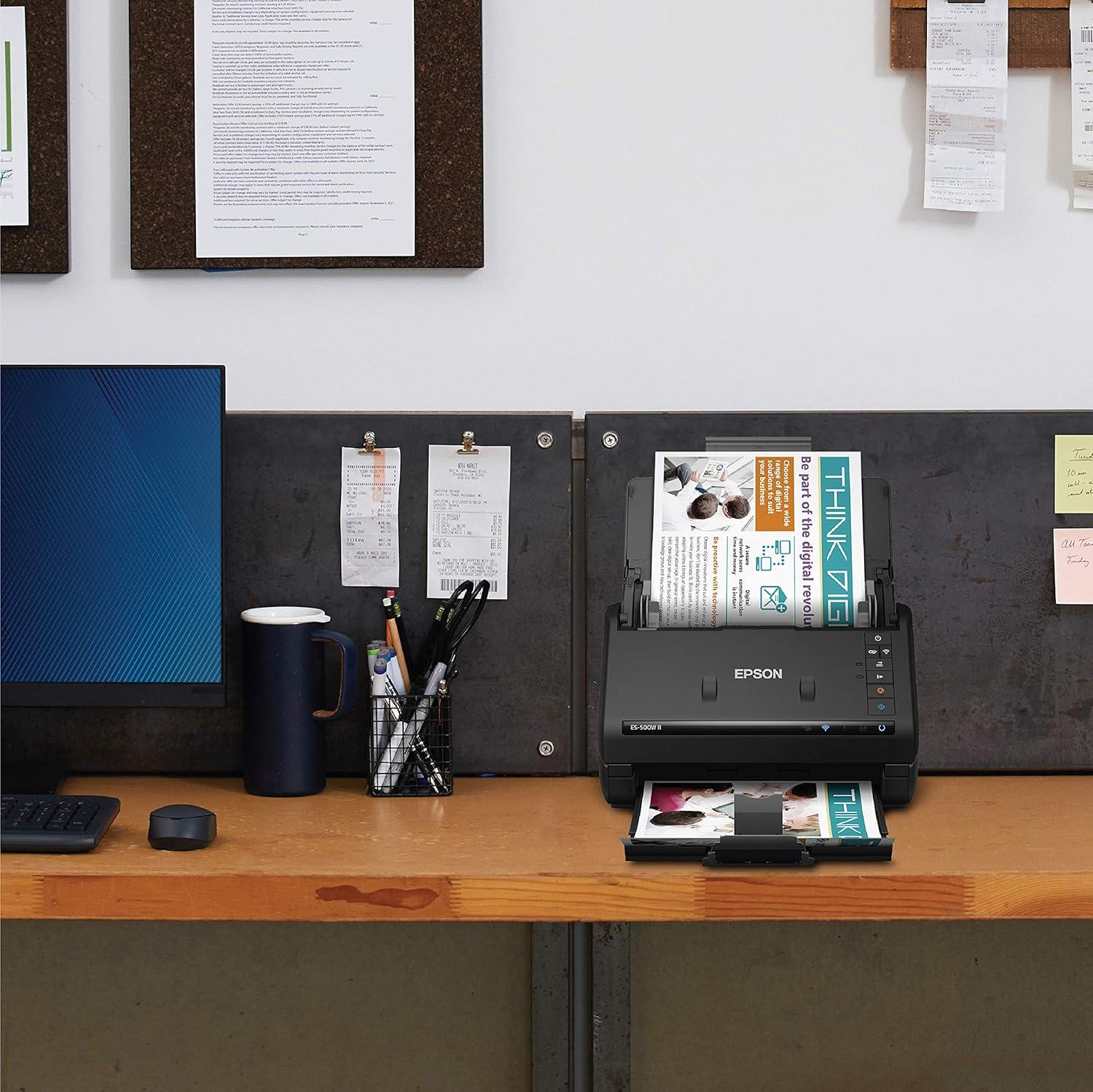 imageEpson Workforce ES500W II Wireless Color Duplex Desktop Document Scanner for PC and Mac with Auto Document Feeder ADF and Scan from Smartphone or Tablet RenewedES500W II  Renewed