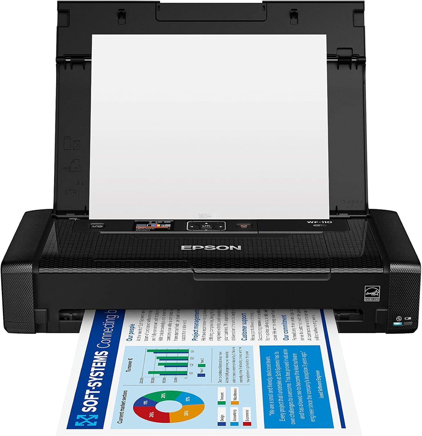 imageEpson Workforce WF110 Wireless Color Mobile Printer Black SmallPrinter