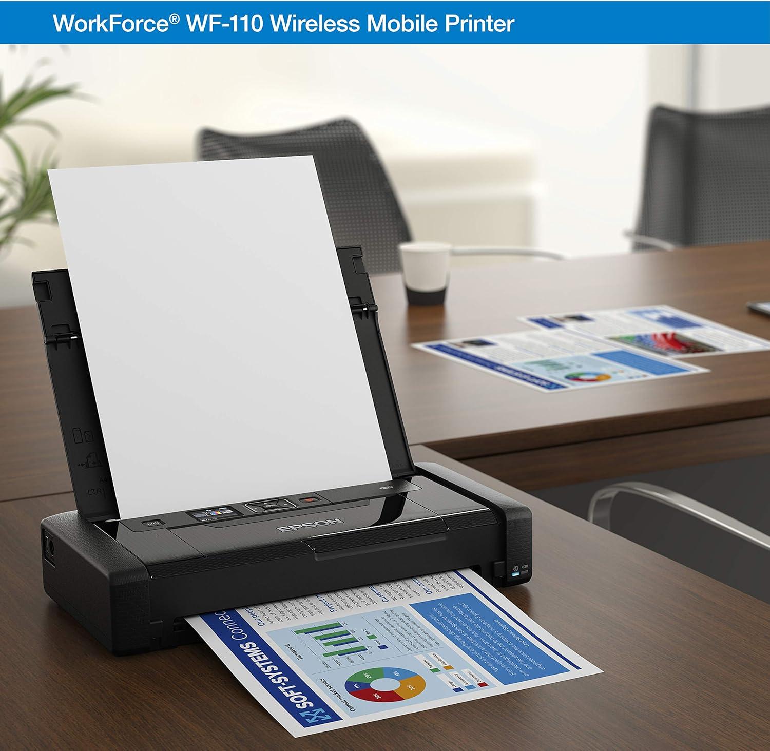 imageEpson Workforce WF110 Wireless Color Mobile Printer Black SmallPrinter