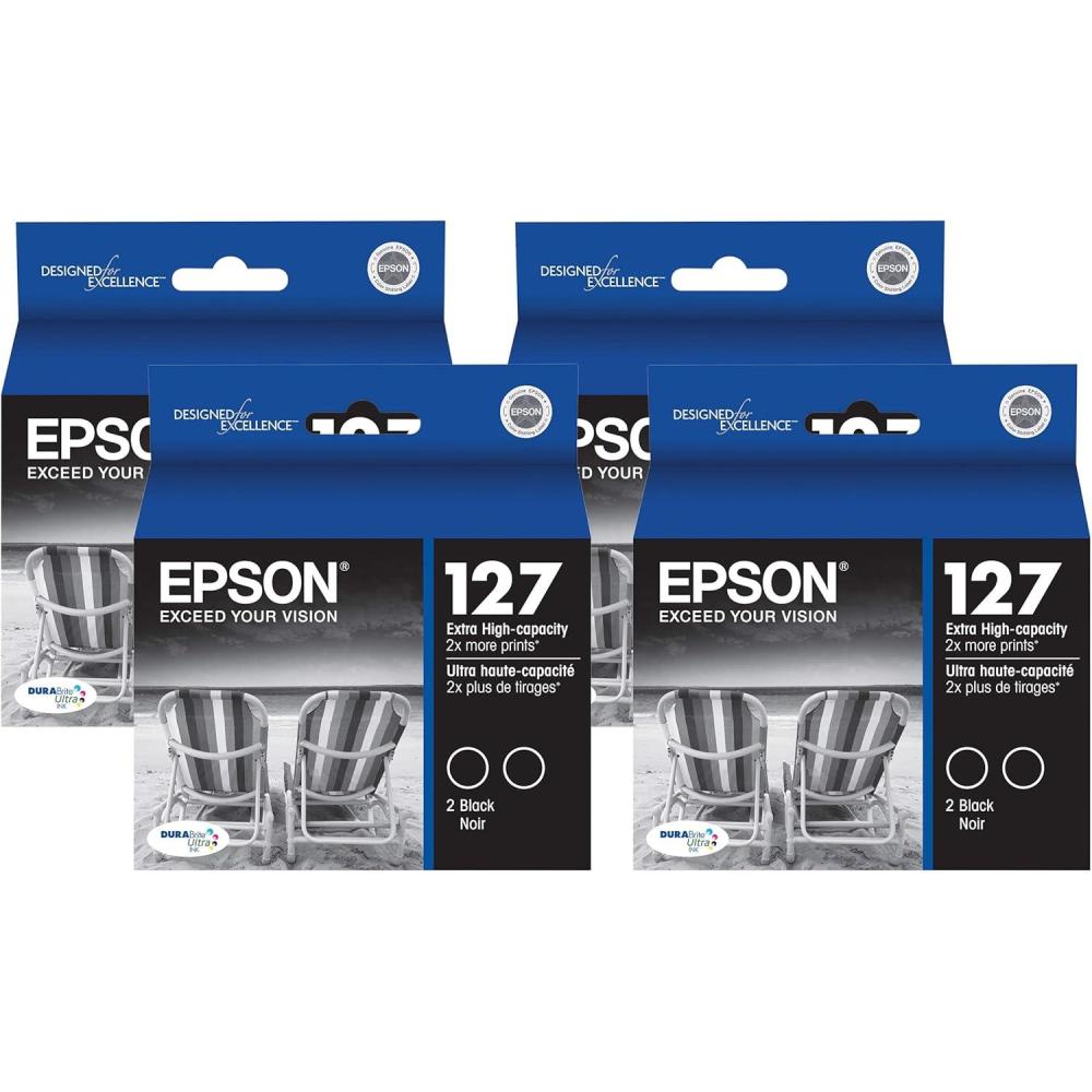 imageEPSON 127 DURABrite Ultra Ink Black Dual Cartridge Pack For NX530 NX625 WF3520 WF3530 WF3540 WF545 WF60 WF630 WF633 WF635 WF645 WF7010 WF7510 WF7520 WF840 WF845Dual pack Pack of 4