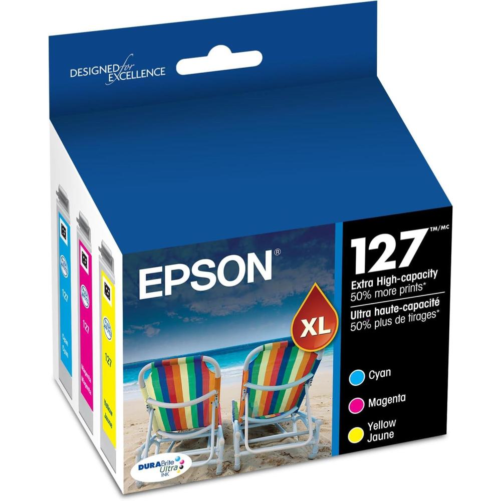 imageEPSON 127 DURABrite Ultra Ink Color Combo Pack For NX530 NX625 WF3520 WF3530 WF3540 WF545 WF60 WF630 WF633 WF635 WF645 WF7010 WF7510 WF7520 WF840 WF845Standard Packaging