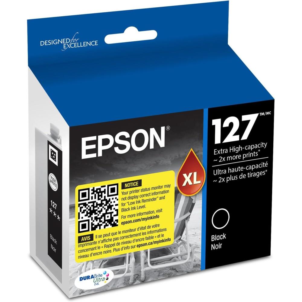 imageEPSON 127 DURABrite Ultra Ink Magenta Cartridge For NX530 NX625 WF3520 WF3530 WF3540 WF545 WF60 WF630 WF633 WF635 WF645 WF7010 WF7510 WF7520 WF840 WF845Black