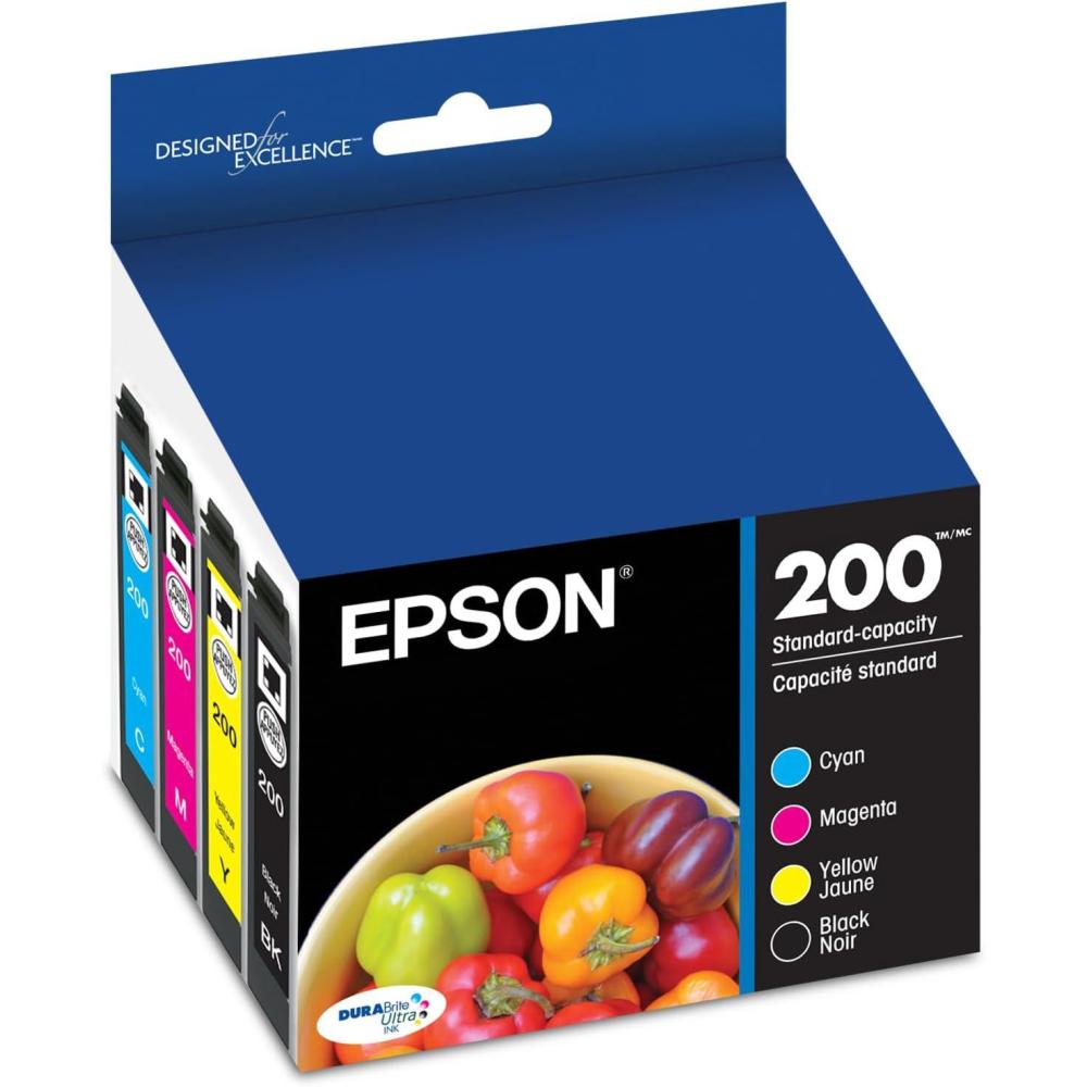 imageEPSON 200 DURABrite Ultra Ink Standard Capacity Black ampamp Color Cartridge Combo Pack T200120BCS Works with WorkForce WF2520 WF2530 WF2540 Expression XP200 XP300 XP310 XP400 XP410Ink