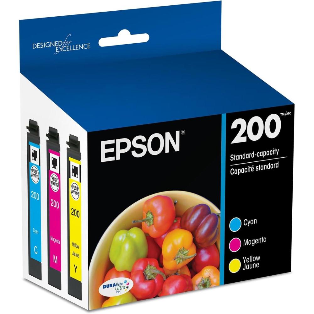 imageEPSON 200 DURABrite Ultra Ink Standard Capacity Color Combo Pack T200520S Works with WorkForce WF2520 WF2530 WF2540 Expression XP200 XP300 XP310 XP400 XP410Combo Pack