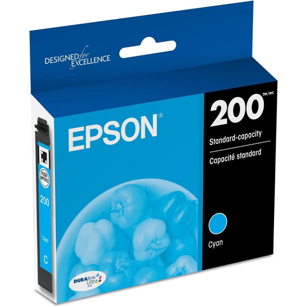 imageEPSON 200 DURABrite Ultra Ink Standard Capacity Cyan Cartridge T200220S Works with WorkForce WF2520 WF2530 WF2540 Expression XP200 XP300 XP310 XP400 XP410Cyan