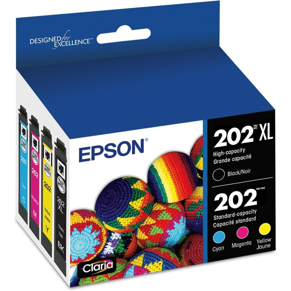 imageEPSON 202 Claria Ink High Capacity Yellow Cartridge T202XL420S Works with WorkForce WF2860 Expression XP5100Black and Color