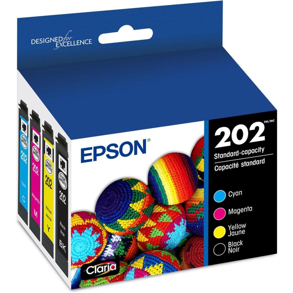 imageEPSON 202 Claria Ink Standard Capacity Black ampamp Color Cartridge Combo Pack T202120BCS Works with WorkForce WF2860 Expression XP5100
