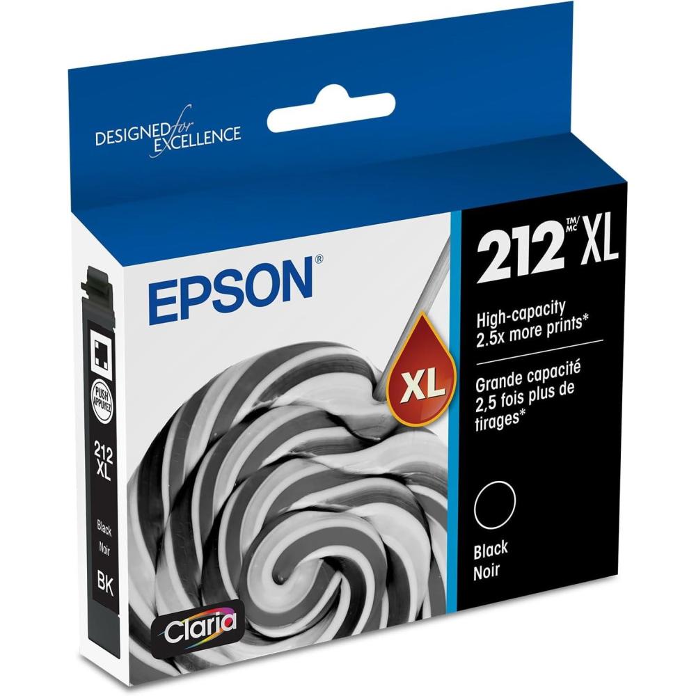 imageEPSON 212 Claria Ink High Capacity Black Cartridge T212XL120S Works with WorkForce WF2830 WF2850 Expression XP4100 XP4105212XL Black Ink