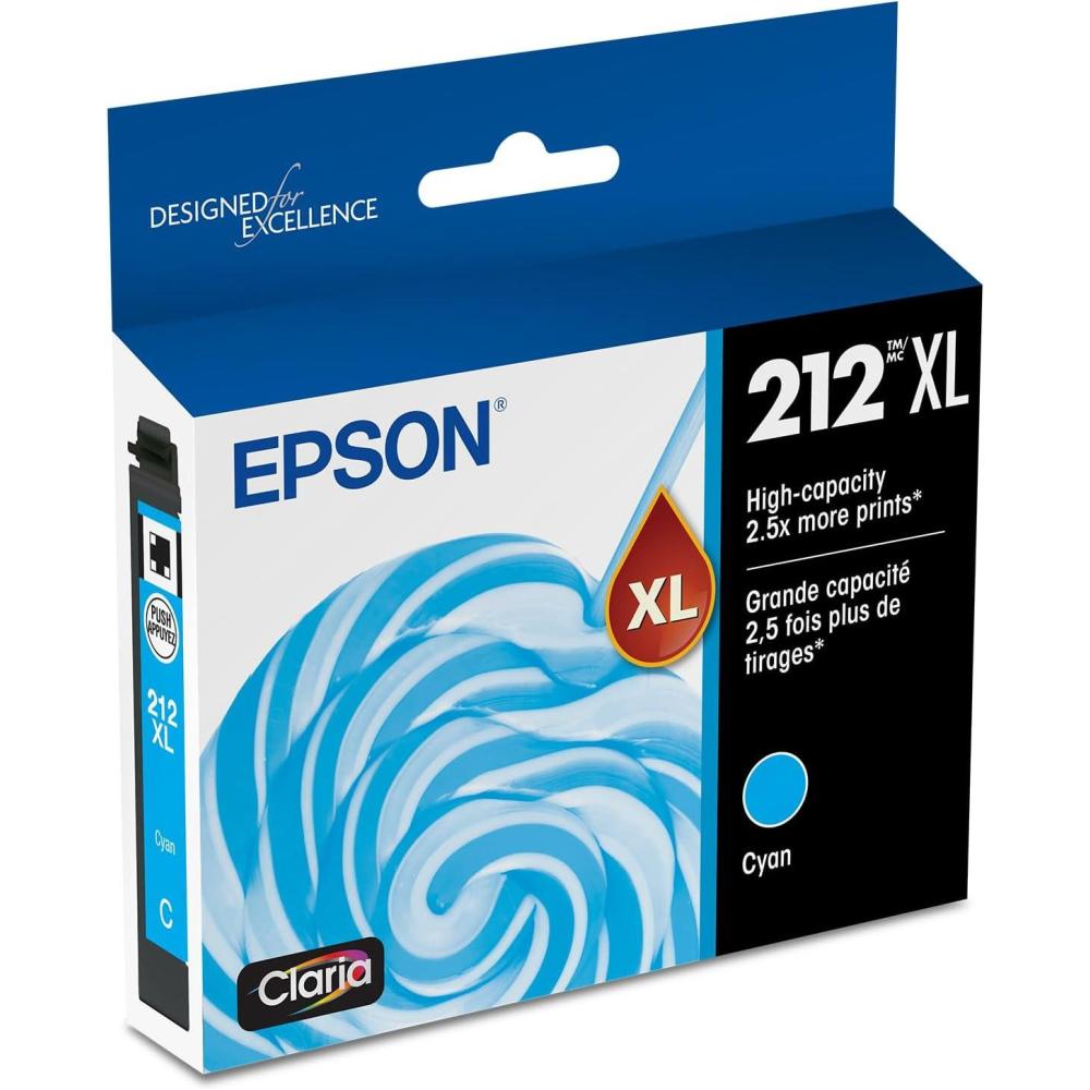 imageEPSON 212 Claria Ink High Capacity Cyan Cartridge T212XL220S Works with WorkForce WF2830 WF2850 Expression XP4100 XP41051 Count Pack of 1