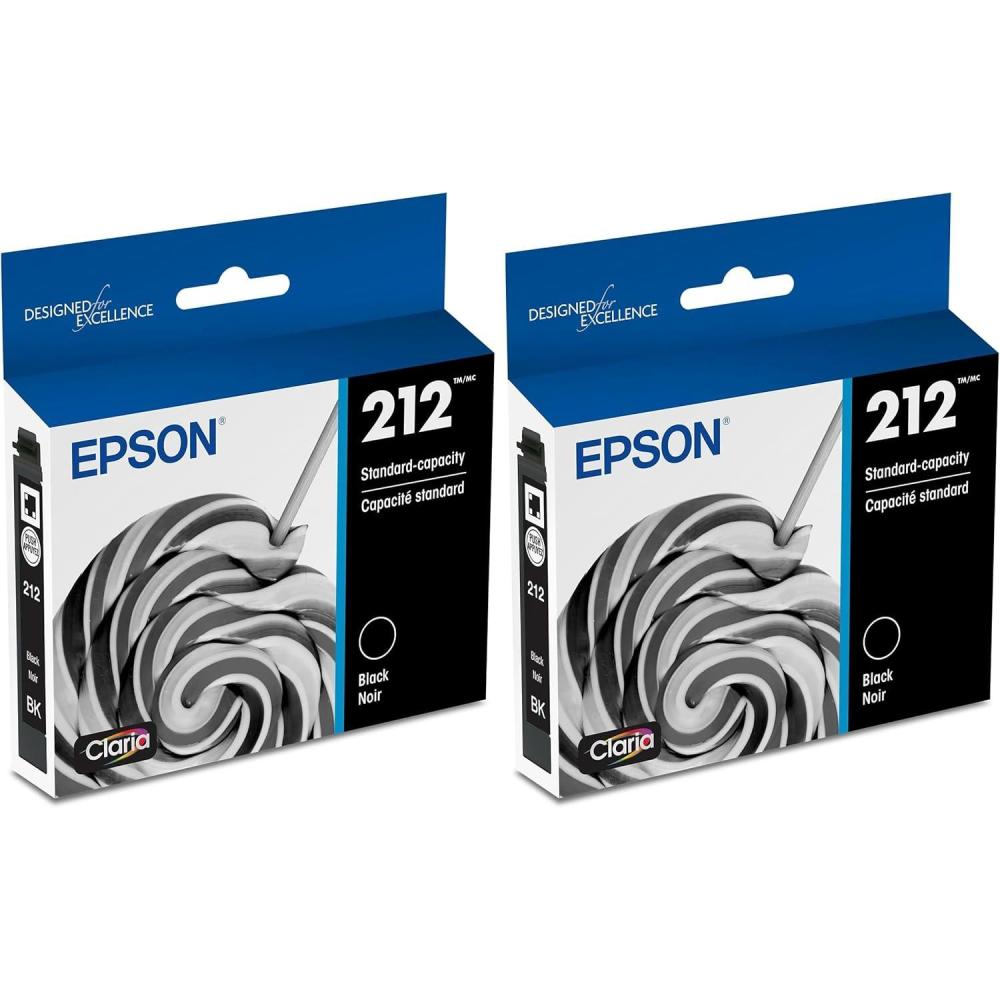 imageEPSON 212 Claria Ink Standard Capacity Black Cartridge T212120S Works with WorkForce WF2830 WF2850 Expression XP4100 XP4105Standard Capacity Pack of 2
