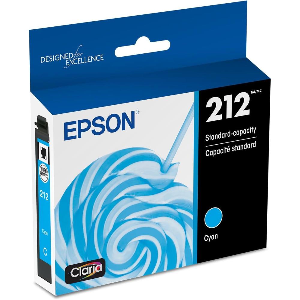 imageEPSON 212 Claria Ink Standard Capacity Cyan Cartridge T212220S Works with WorkForce WF2830 WF2850 Expression XP4100 XP4105