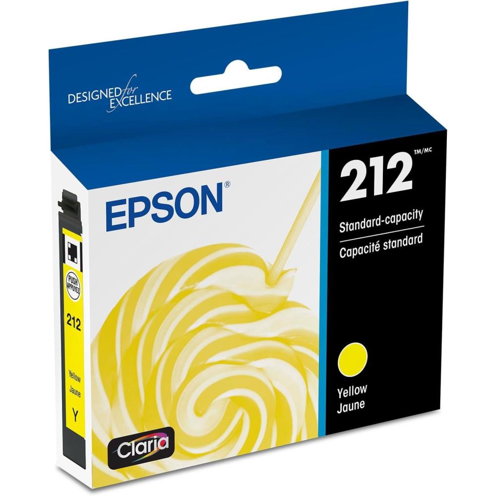 imageEPSON 212 Claria Ink Standard Capacity Yellow Cartridge T212420S Works with WorkForce WF2830 WF2850 Expression XP4100 XP41051 Count Pack of 1