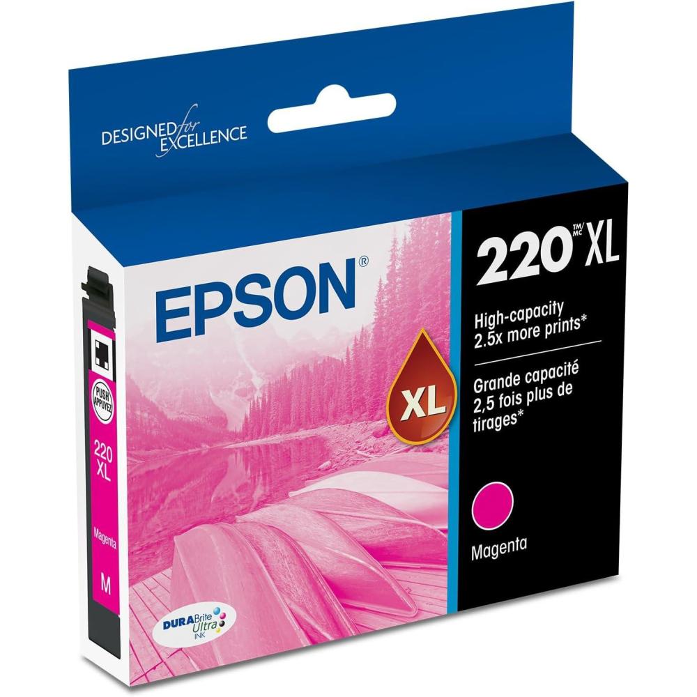 imageEPSON 220 DURABrite Ultra Ink High Capacity Magenta Cartridge T220XL320S Works with WorkForce WF2630 WF2650 WF2660 WF2750 WF2760 Expression XP320 XP420 XP424Magenta