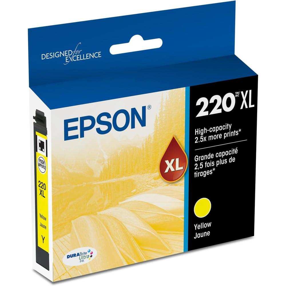 imageEPSON 220 DURABrite Ultra Ink High Capacity Magenta Cartridge T220XL320S Works with WorkForce WF2630 WF2650 WF2660 WF2750 WF2760 Expression XP320 XP420 XP424Yellow