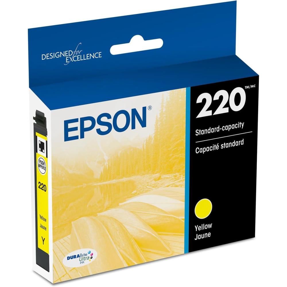 imageEPSON 220 DURABrite Ultra Ink Standard Capacity Cyan Cartridge T220220S Works with WorkForce WF2630 WF2650 WF2660 WF2750 WF2760 Expression XP320 XP420 XP424 1 Count Pack of 1Yellow