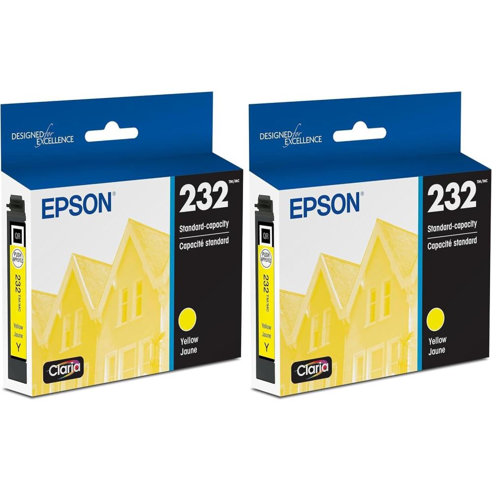imageEPSON 232 Claria Ink Standard Capacity Yellow Cartridge T232420S Works with WorkForce WF2930 WF2950 Expression XP4200 XP42051 Count Pack of 2