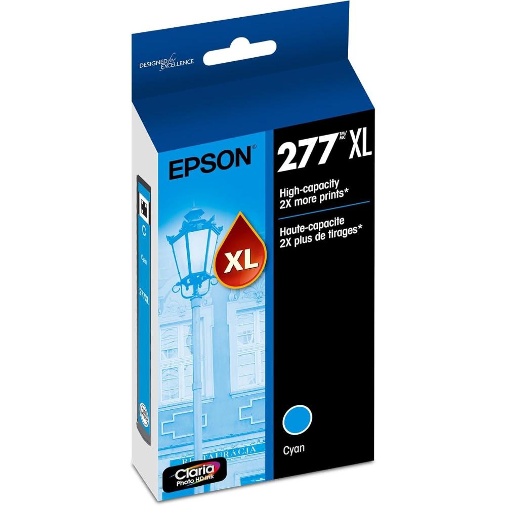 imageEPSON 277 Claria Photo HD Ink High Capacity Cyan Cartridge T277XL220S Works with Expression Photo XP850 XP860 XP950 XP960 XP970Cyan