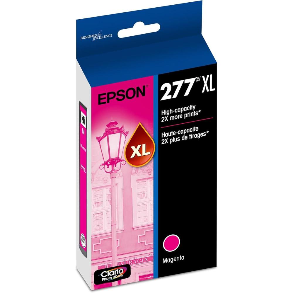 imageEPSON 277 Claria Photo HD Ink High Capacity Cyan Cartridge T277XL220S Works with Expression Photo XP850 XP860 XP950 XP960 XP970Magenta