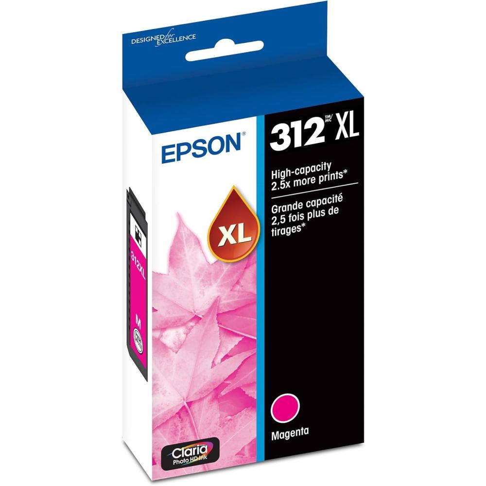 imageEPSON 312 Claria Photo HD Ink High Capacity Magenta Cartridge T312XL320S Works with Expression Photo XP8500 XP8600 XP8700 XP150001 Count Pack of 1