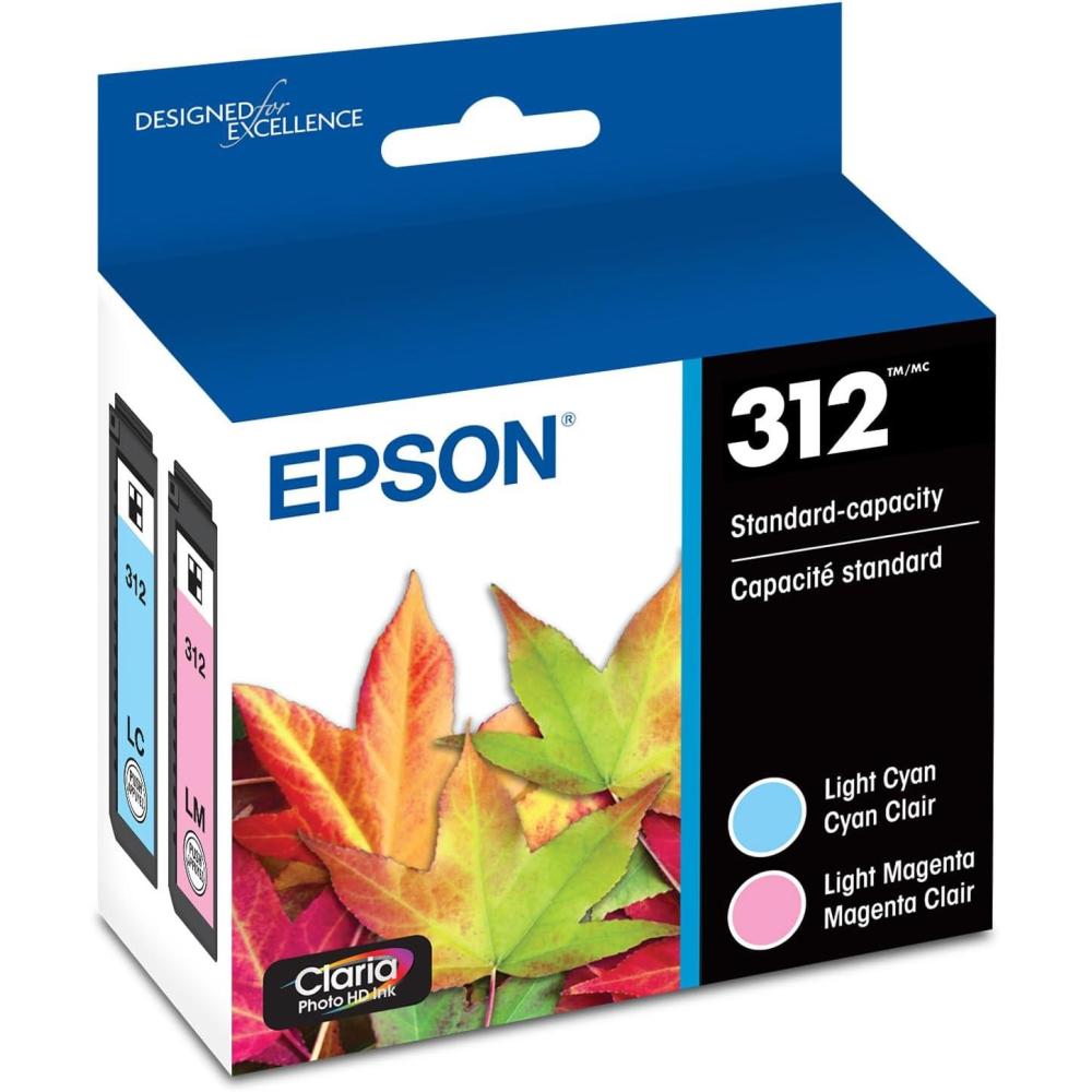 imageEPSON 312 Claria Photo HD Ink Standard Capacity T312922S Works with Expression Photo XP8500 XP8600 XP8700 XP15000 Light cyanlight magenta2 Count Pack of 1
