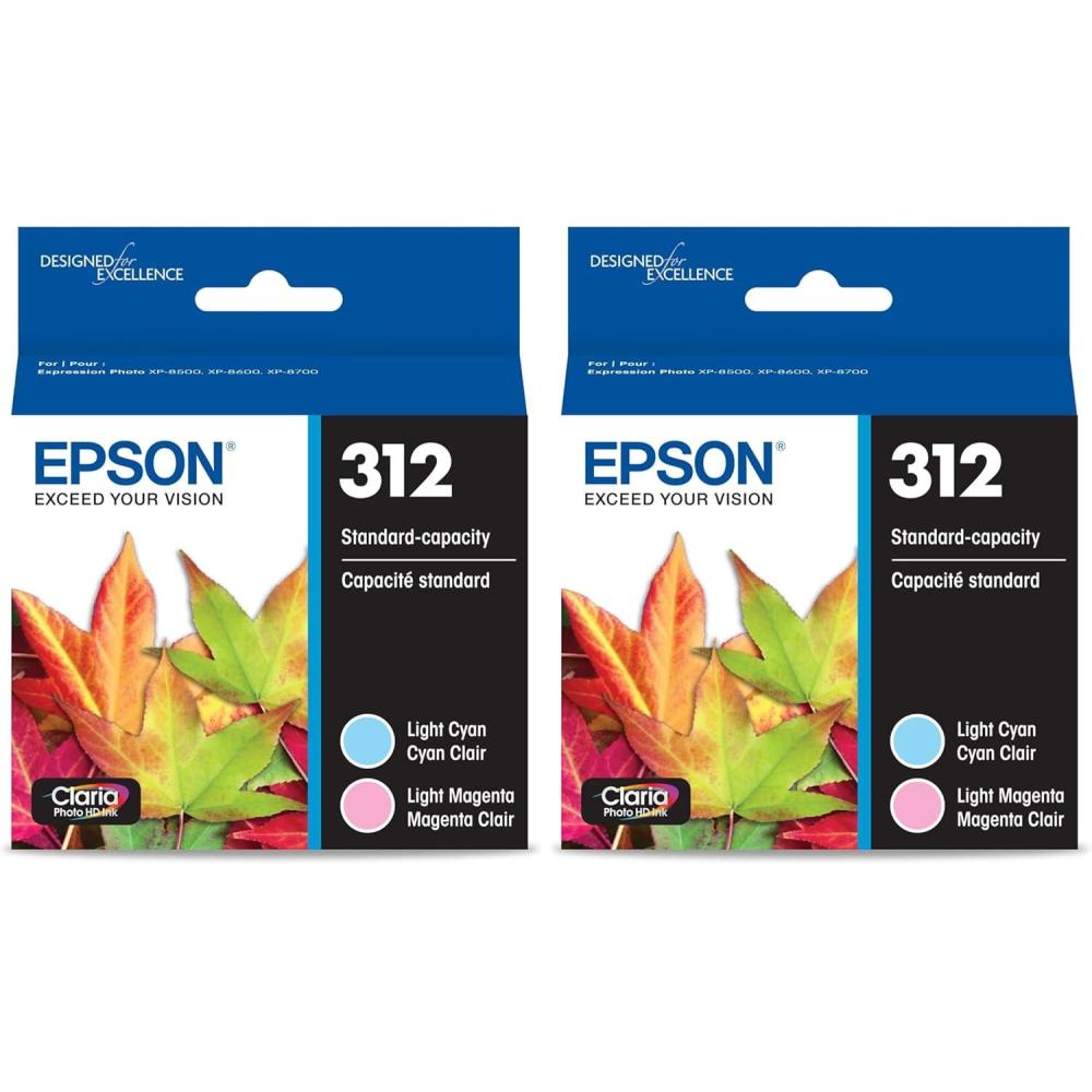 imageEPSON 312 Claria Photo HD Ink Standard Capacity T312922S Works with Expression Photo XP8500 XP8600 XP8700 XP15000 Light cyanlight magenta2 Count Pack of 2
