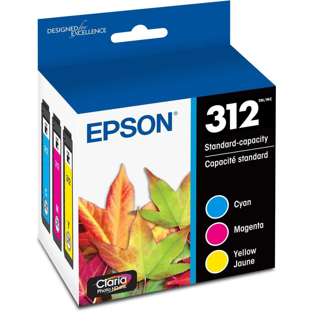imageEPSON 312 Claria Photo HD Ink Standard Capacity T312923S Works with Expression Photo XP8500 XP8600 XP8700 XP15000 CyanMagenta and YellowCartridge Ink