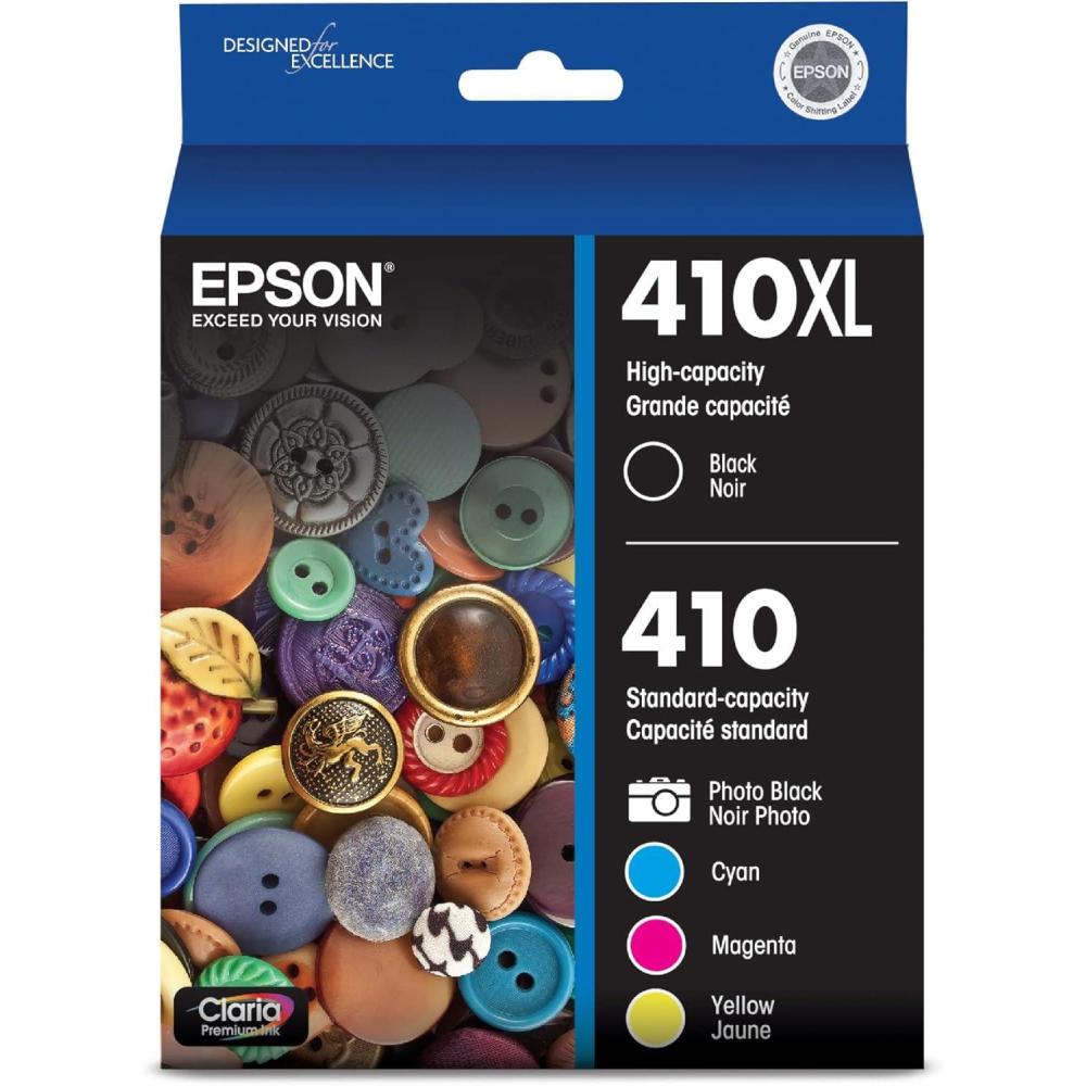 imageEPSON 410 Claria Premium Ink High Capacity Black ampamp Standard Color Cartridge Combo Pack T410XLBCS Works with Expression Premium XP530 XP630 XP640 XP7100 XP8304 Color Ink