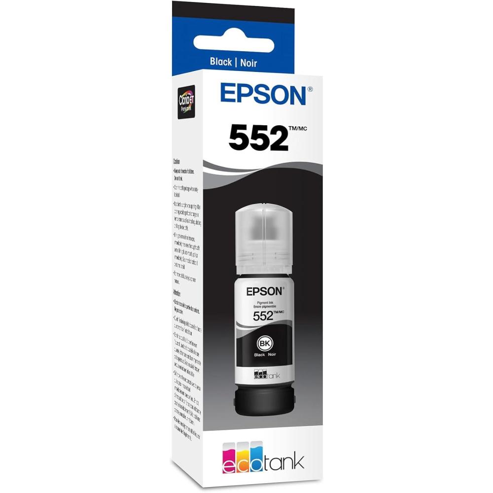 imageEPSON 552 EcoTank Ink Ultrahigh Capacity Bottle Black T552020S Works with EcoTank Photo ET8500 ET8550Ink