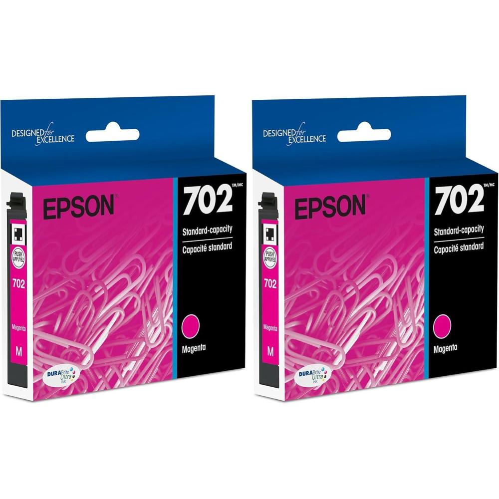 imageEPSON 702 DURABrite Ultra Ink Standard Capacity Magenta Cartridge T702320S Works with WorkForce Pro WF3720 WF3730 WF3733 1 Count Pack of 11 Count Pack of 2