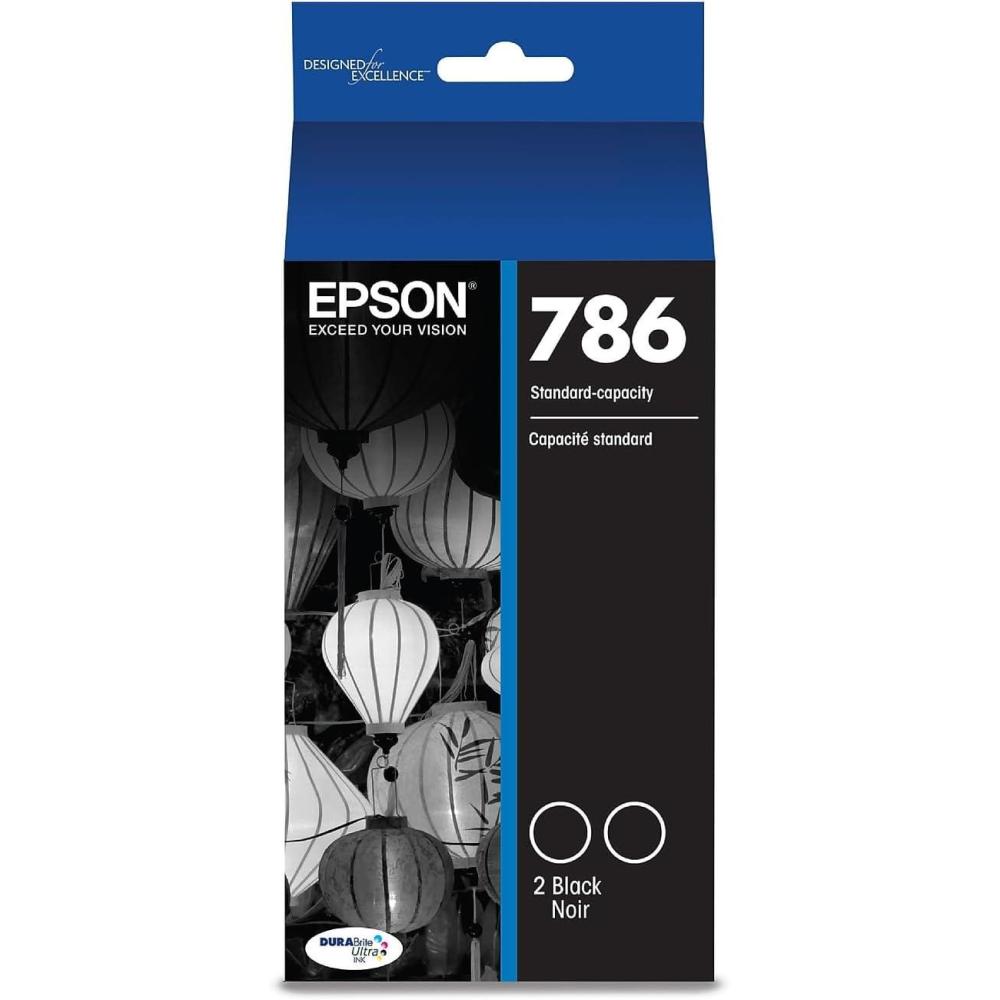 imageEPSON 786 DURABrite Ultra Ink Standard Capacity Black Dual Cartridge Pack T786120D2 Works with WorkForce WF5110 WF5190 WF5620 WF5690