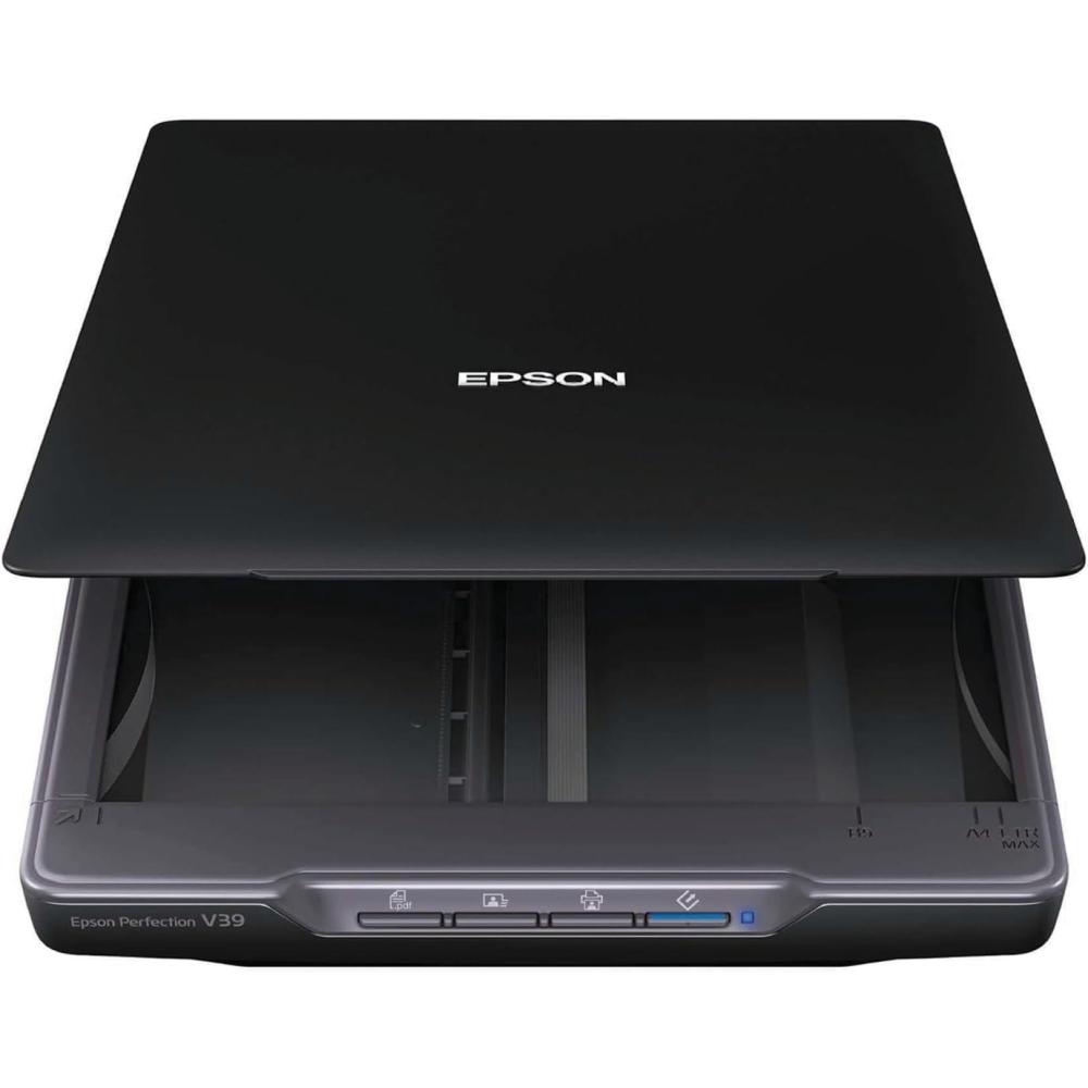 imageEpson  Perfection V39 II  Color Photo and Document Flatbed Scanner  4800 dpi Optical Resolution  HighRise Removable Lid  Scan to Cloud  USB Power  Image Scanning  BlackPerfection V39