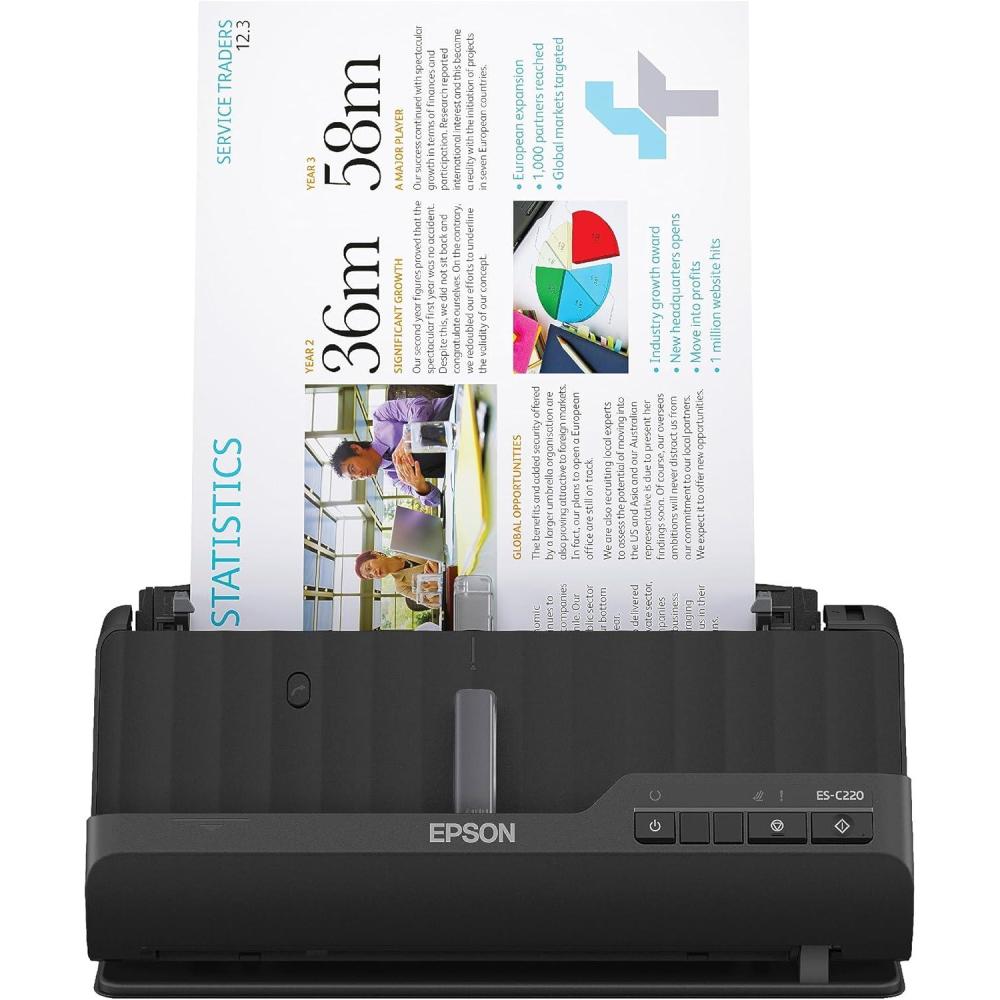 imageEpson  Workforce ESC320W  Wireless Compact Desktop Document Scanner  2Sided Scanning and Auto Document Feeder  Paper and Card Scanner  BlackESC220