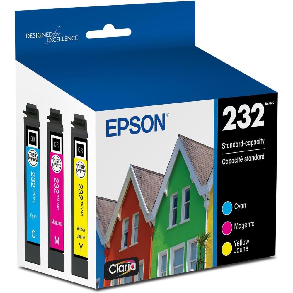imageEpson 232 Claria Ink Standard Capacity Color Combo Pack T232520S Works with Workforce WF2930 WF2950 Expression XP4200 XP4205Standard Capacity